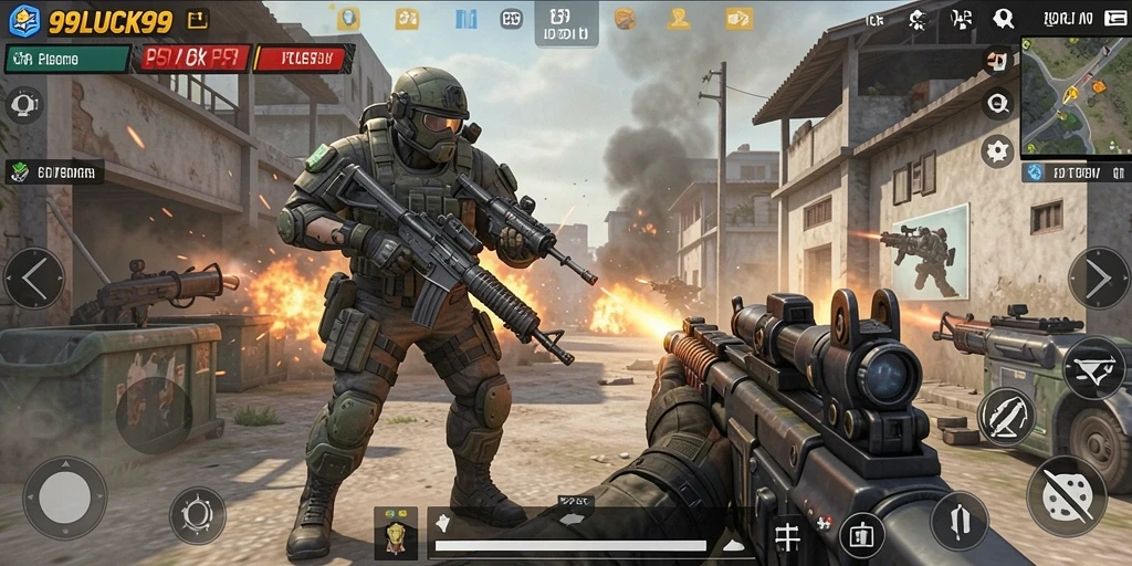 Tampilan seru gameplay FPS di 99LUCK99 yang memukau.