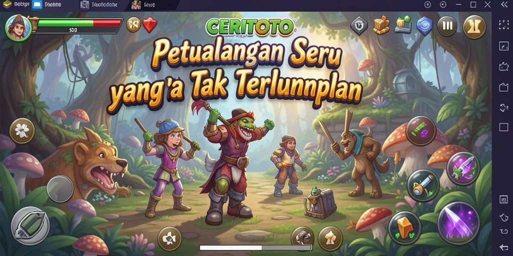 Tampilan gameplay menakjubkan dari CERITOTO dalam perjalanan petualangan.