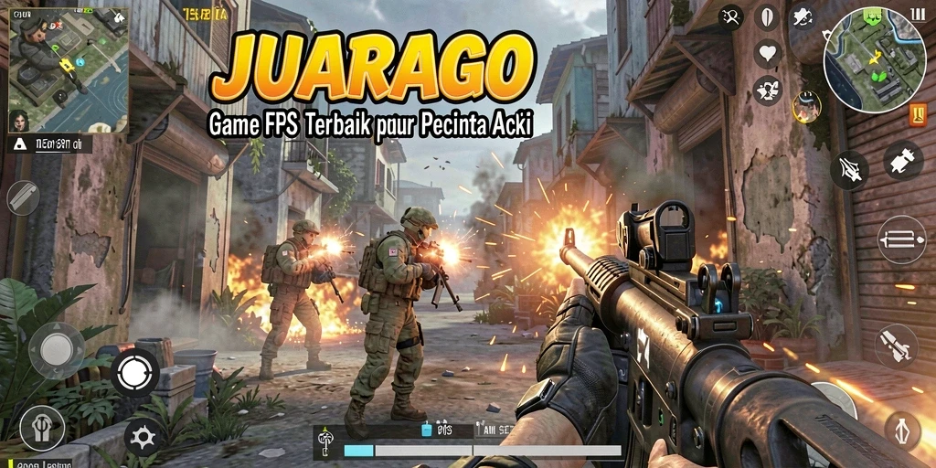 Tampilan gameplay JUARAGO yang seru dan penuh aksi FPS.
