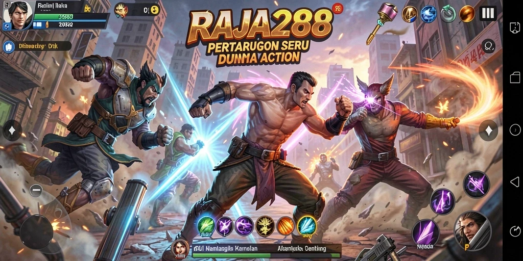 Tangkapan layar menampilkan aksi pertarungan yang seru di RAJA288.